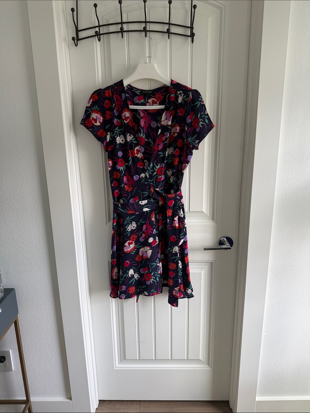 Yumi Kim Navy Floral Wrap Dress with Red and Pink Blooms